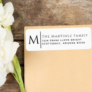Étiquette Adresse de retour Élégant monogramme de famille Cu