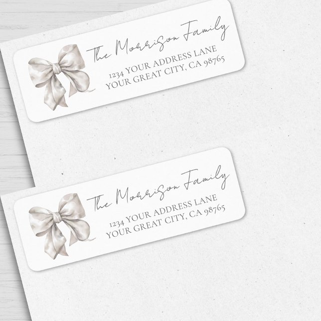 Étiquette Adresse de retour Elegant White Bow (Elegant White Bow Return Address label)