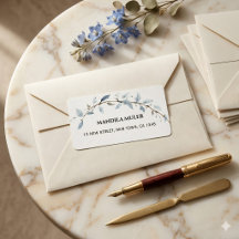 Adresse de Retour Élégante Branche Florale Aquarel