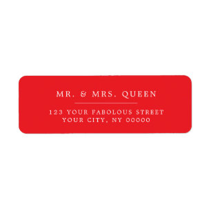 Étiquette Adresse de Retour Élégante Classique Simple Rouge