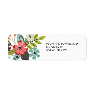 Étiquette Adresse de retour élégante de bouquet floral
