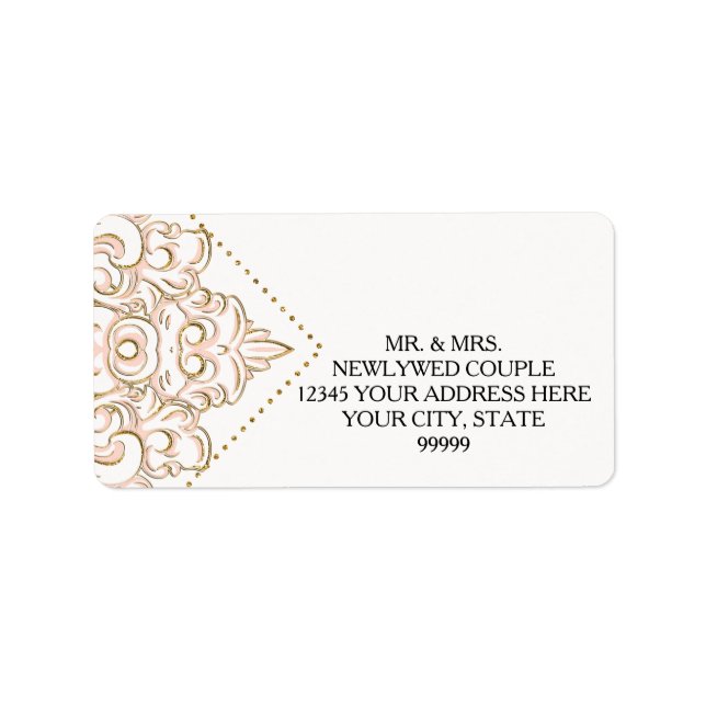 Étiquette Adresse de retour Élégante dentelle Mariage romant (Devant)