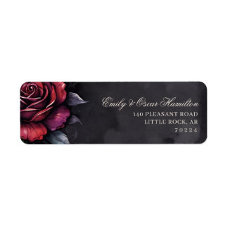 Étiquette Adresse de retour élégante Rose rouge et noire got