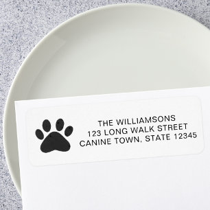 Étiquette Adresse de retour empreinte de patte de chien dome