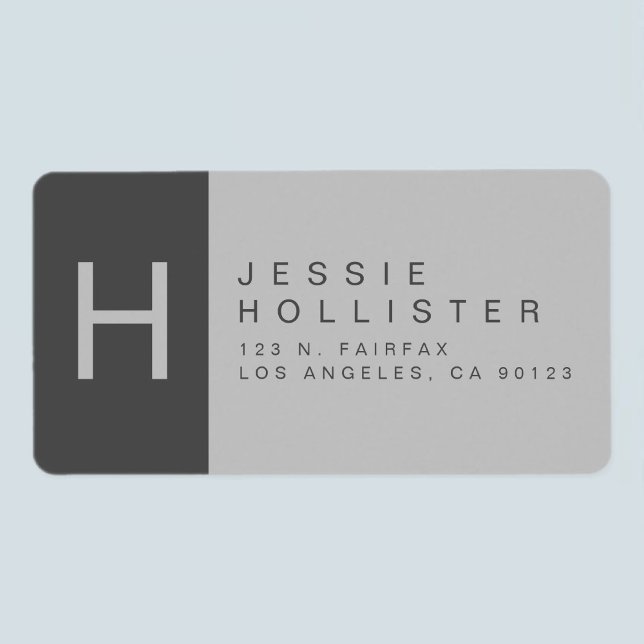 Étiquette Adresse de retour en gris monogramme (Créateur téléchargé)