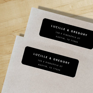 Étiquette Adresse de retour en noir simple et personnalisé