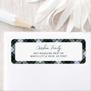 Étiquette Adresse de retour en script Tartan Gordon Rustique