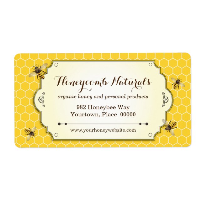 Étiquette Adresse de retour faite main d'abeille (Devant)