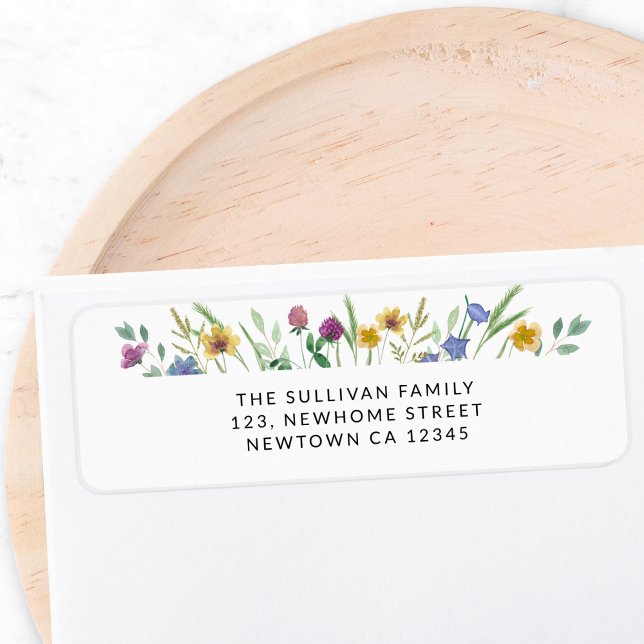 Étiquette Adresse de retour Fleur Sauvage Colorée (Créateur téléchargé)