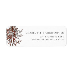 Étiquette Adresse de retour florale d'aquarelle rose vif
