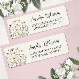 Étiquette Adresse de Retour Florale de Fleur Sauvage Bohème