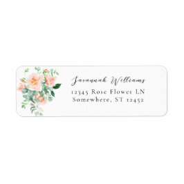 Étiquette Adresse de retour florale du Rose de pêche Étiquet