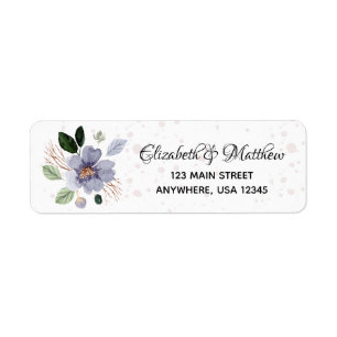 Étiquette Adresse de Retour Florale Violette Élégante
