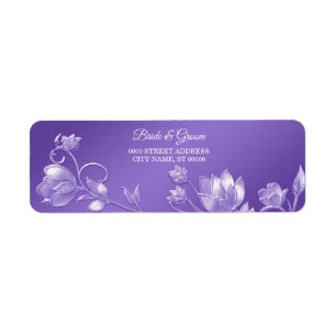 Étiquette Adresse de Retour Florale Violette Élégante