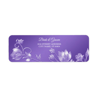 Étiquette Adresse de Retour Florale Violette Élégante