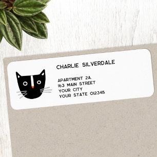 Étiquette Adresse de retour Fun Black Cat