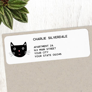 Étiquette Adresse de retour Fun Black Cat