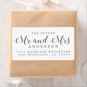 Étiquette Adresse de Retour Future Mr Mrs Script Noir Blanc