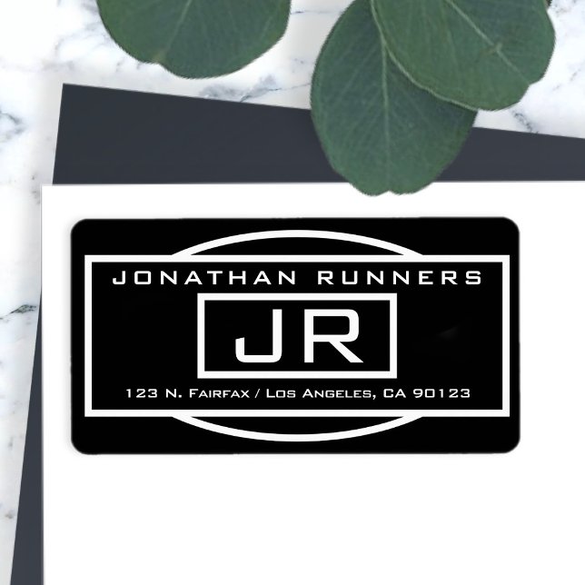 Étiquette Adresse de retour géométrique en noir et blanc (Créateur téléchargé)