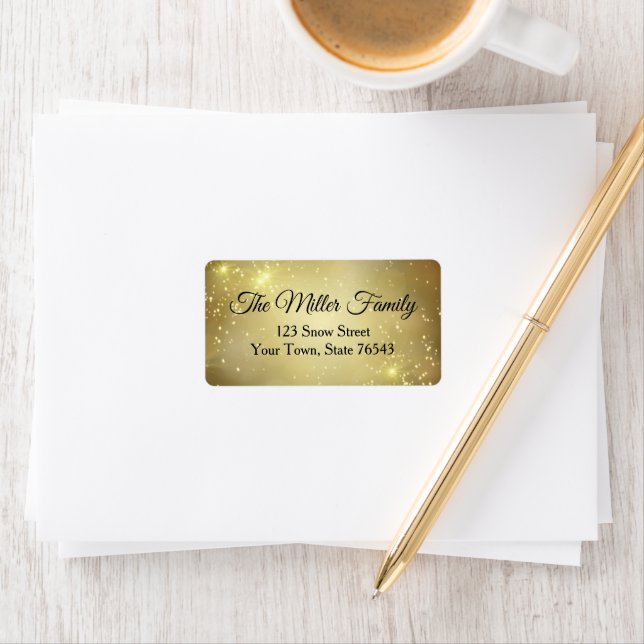 Étiquette Adresse de retour Gold Christmas (En situation)