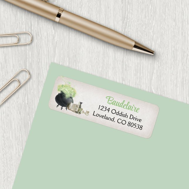 Étiquette Adresse de retour Halloween Cauldron (Créateur téléchargé)