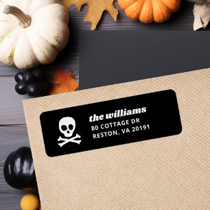 Étiquette Adresse de retour Halloween du crâne et des os cro