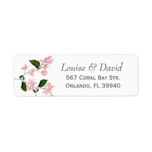 Étiquette Adresse de retour Label avec fleurs de bougainvill