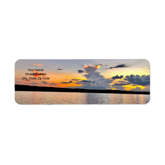 Étiquette Adresse de retour Label Lake Oconee Sunset Design (Devant)