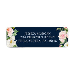 Étiquette Adresse de retour Label Marine Blue Gold Blush