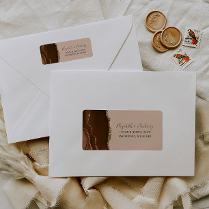 Étiquette Adresse de Retour Mariage Brun Moka Agate Tan