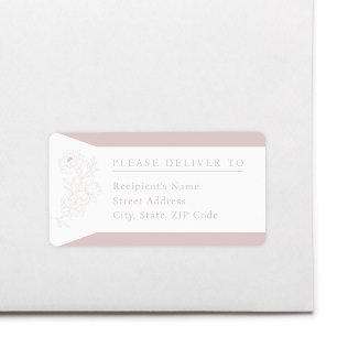 Étiquette Adresse de Retour Mariage Pivoine Rose Tendue