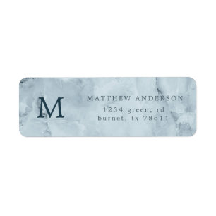 Étiquette adresse de retour masculine en marbre bleu