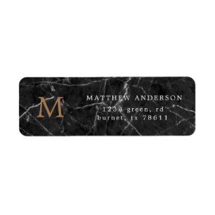 Étiquette adresse de retour masculine en marbre noir