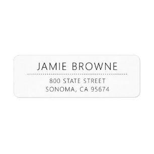 Étiquette Adresse de retour minimale blanche moderne