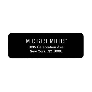 Étiquette Adresse de retour minimaliste moderne en noir et b