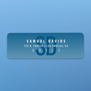 Étiquette Adresse de retour Modern Bold Blue Ombre
