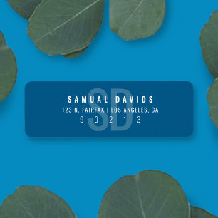 Étiquette Adresse de retour moderne Bold Blue Grey
