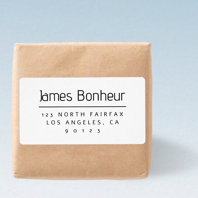 Étiquette Adresse de retour moderne et élégant noir et blanc (Créateur téléchargé)