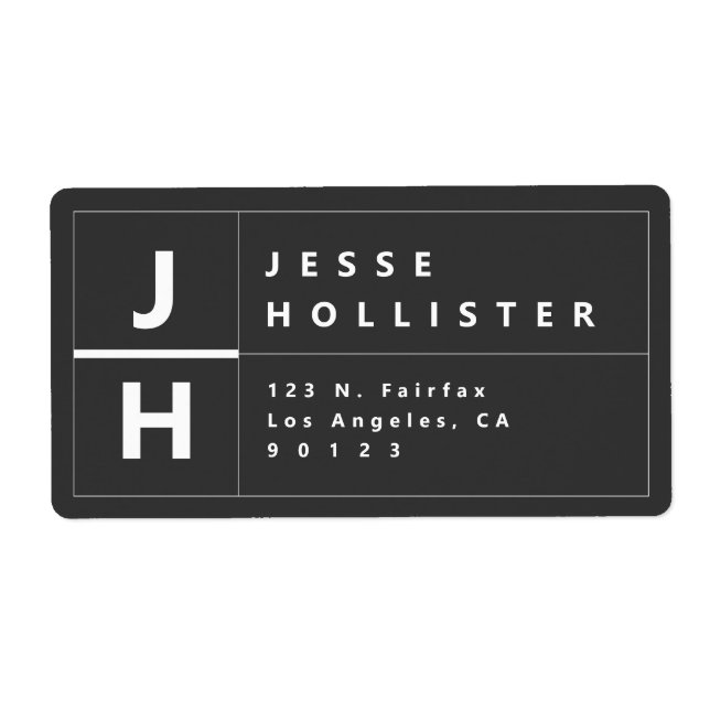 Étiquette Adresse de retour moderne | Gris presque noir (Devant)