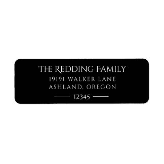 Étiquette Adresse de retour moderne noir et blanc élégant