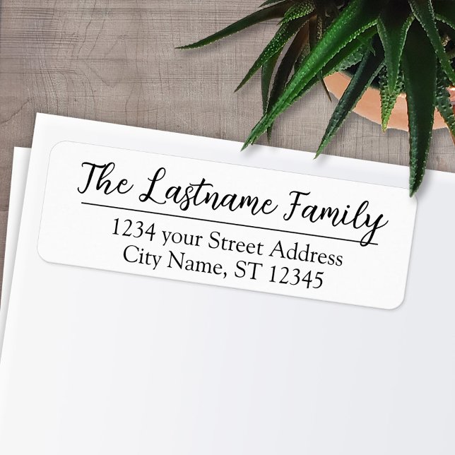 Étiquette Adresse de retour Nom de famille personnalisé Scri (Personalized Return Address Labels - Fun, modern fonts)