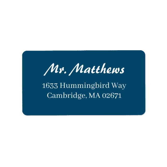 Étiquette Adresse de retour officielle du mariage bleu et bl (Devant)