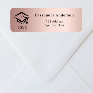 Étiquette Adresse de retour or rose du plafond de diplôme
