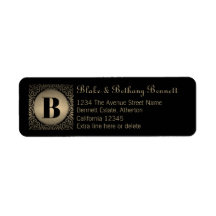 Adresse de retour personnalisée en monogramme noir