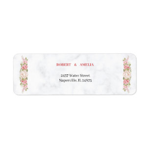 Étiquette Adresse de retour personnalisée Fleur Rose élégant