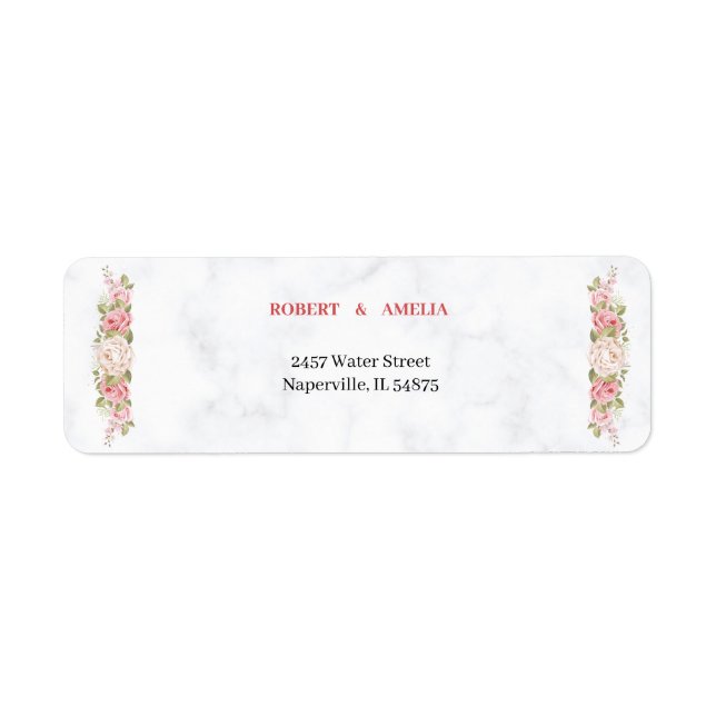 Étiquette Adresse de retour personnalisée Fleur Rose élégant (Devant)