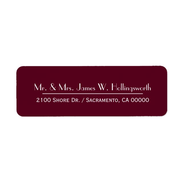 Étiquette Adresse de retour personnalisée Maroon (Devant)