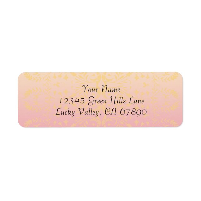 Étiquette Adresse de retour personnalisée Peach rose Modèle  (Devant)