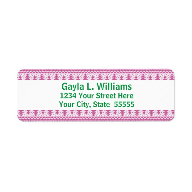 Étiquette Adresse de retour personnalisée Pink and Green Hol (Devant)