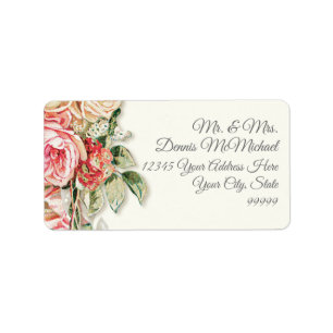 Étiquette Adresse de retour plus grande Élégant Roses Vintag